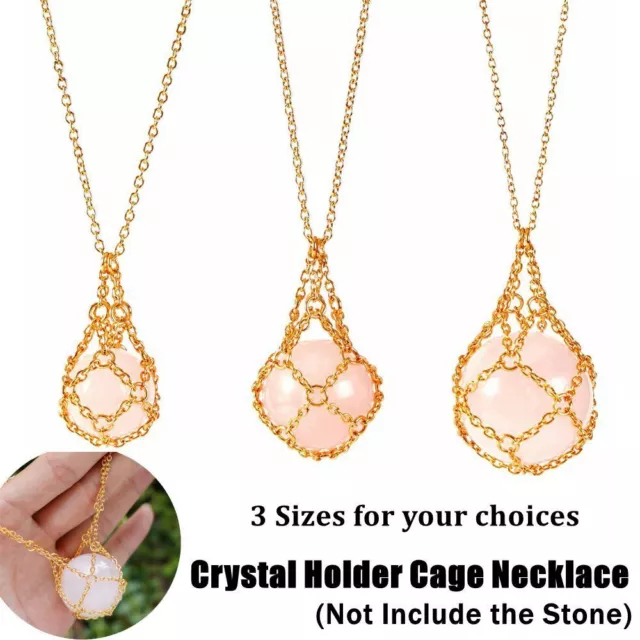 Copper Crystal Holder Cage Necklace Stone Holder Necklace Women