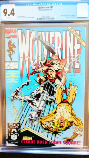 Wolverine #45 CGC 9.4 1991 white SABRETOOTH, LADY DEATHSTRIKE, JUBILEE MARVEL
