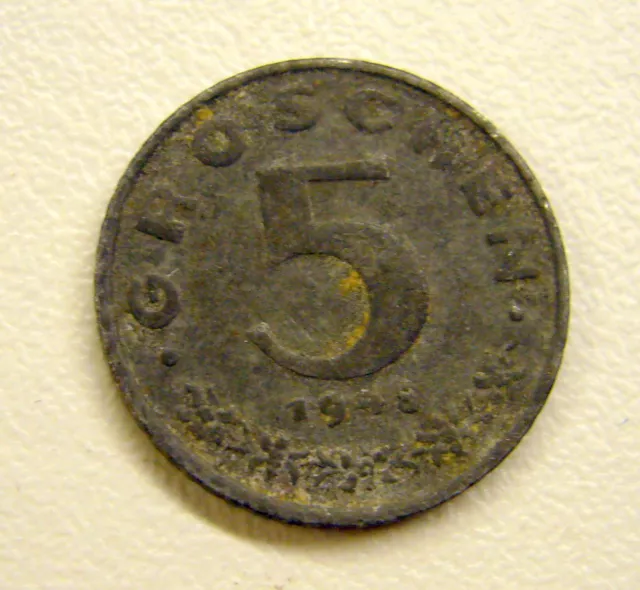 1948 Austria 5 Groschen Zinc Coin