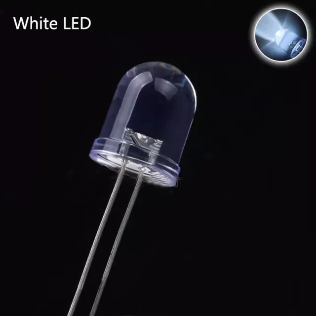 F10 10mm Round Head Superbright White LED Light Emitting Diode Lamp 3.0V-3.2V