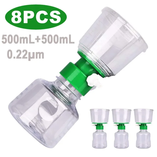 8 Pack Sterile 500mL Vacuum Filter 45mm Bottle Neck Polystyrene(PES) Funnels Lab