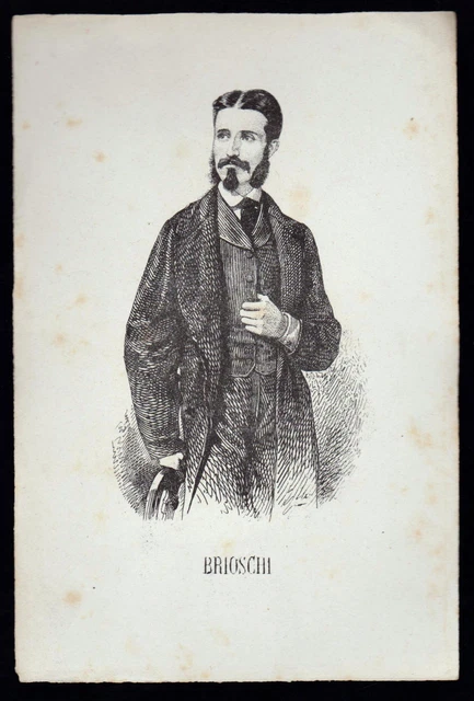 Francesco Brioschi Incisione Xilografia '800 Uomo Politico Deputato Regno Italia