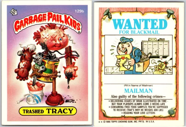 1986 Vintage Garbage Pail Kids Series 4 OS4 GPK Card Trashed Tracy 129b 2-Star