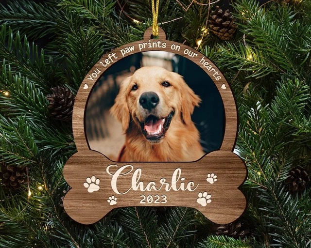 Custom Dog Photo and Name, Memorial Wooden Ornament , Sympathy Pet Loss Gift