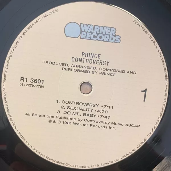 PRINCE LP Controversy 180 Gram Vinyl +Poster 2022 Version NEW WARNER Logo SEALED 3