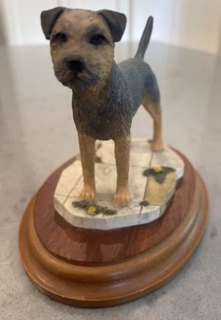 Border Terrier Best Of Breed  Dog Figurine Signed Hand Painted Naturecraft