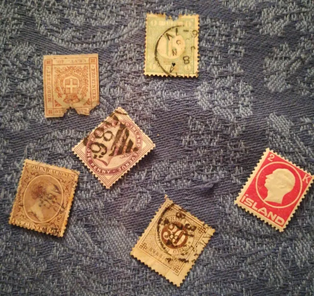 Konvolut 6 Briefmarken ca.1889-1920 Schweden, Italien,Spanien, Nederland, Island