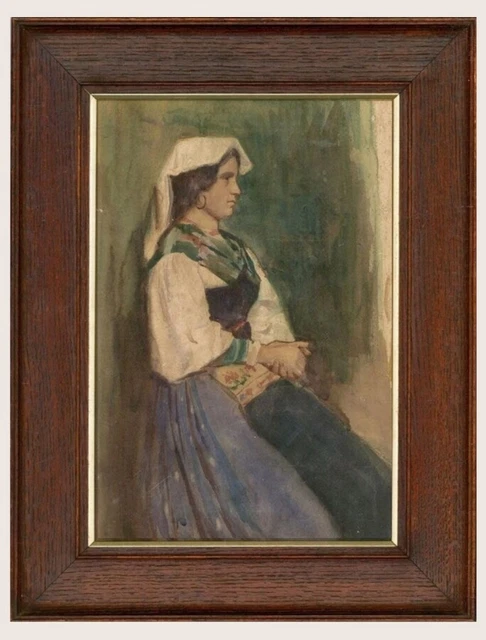 Late 19th Century Watercolour - Portrait Of A Sicilian Woman