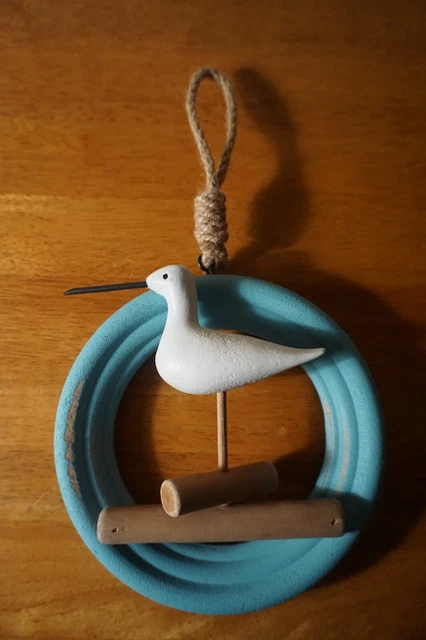 Wood Carved Sea Bird Seabird Shorebird Sandpiper Statue Beach Pier Home Decor