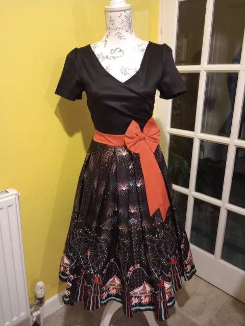 LINDY BOP GINA Fireworks Print Swing Dress UK Size 8 US Size 4 24.00 PicClick UK