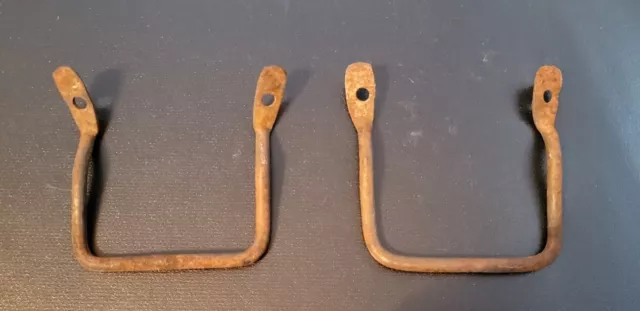 Original Antique Pair of Hand Forged Iron Drawer, Tray or Cabinet Door Pulls