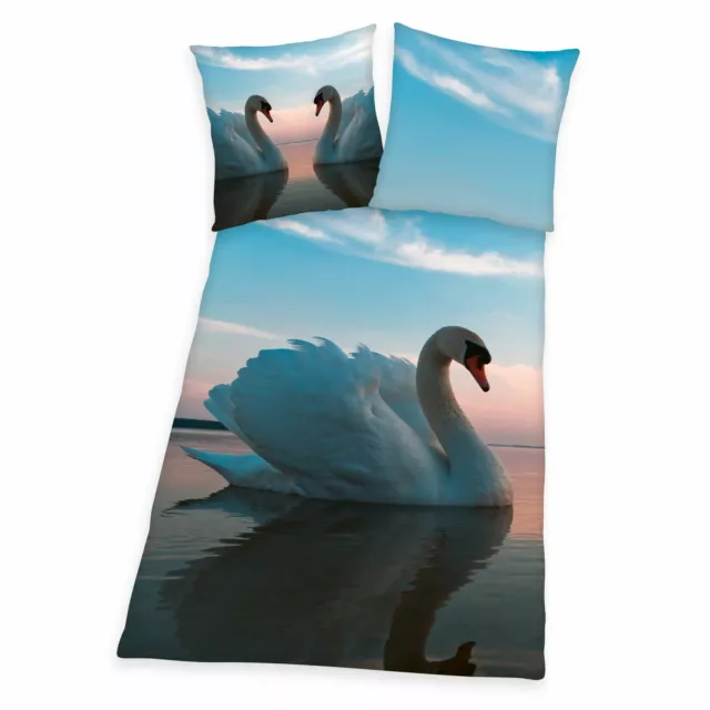 Linge de Lit Set 2 Parties Avec Cygne 135 X 200 CM 100% Coton