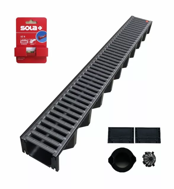 Garagenset 6 x Entwässerungsrinne 1 Meter Rost anthrazit, 1 Zubehörset