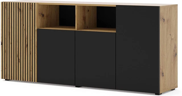 MOBILE TV COMO' MADIA  SOGGIORNO AURIS 180x42x82cm ROVERE NERO OPACO
