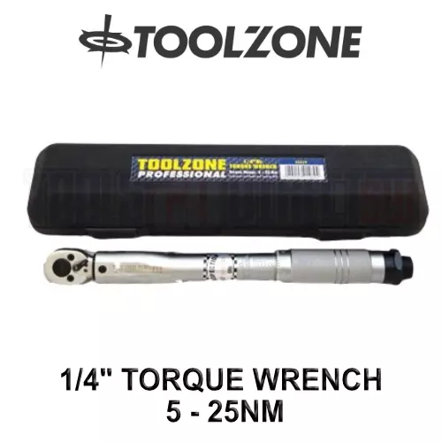 Toolzone Low Range Adjustable 1/4" DR Torque Wrench 5 - 25NM SS029