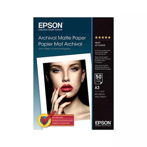 Epson Archival A3 192 g/m Premium matte Oberfläche Tintenstrahl Fotopapier 50 Blatt (wo)