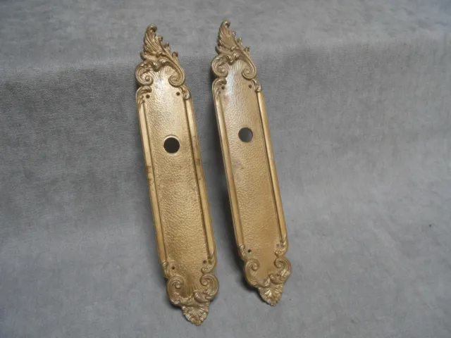 Pair french Vintage bronze FINGER PUSH PLATES marked FRANCE