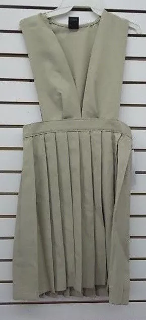 Girls French Toast Uniform Khaki V-Neck Pleated Jumper Dress Size 16 - 20