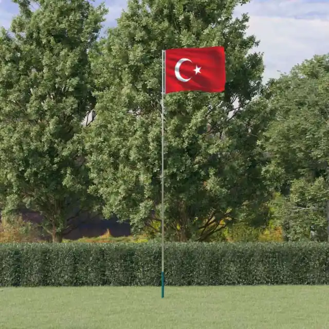 Flagge der Türkei mit Mast Türkische Fahne Nationalflagge Länderflagge vidaXL