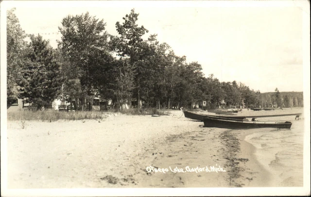 RPPC Gaylord Michigan Otsego Lake mailed 1948 Boyne Falls MI real photo PC
