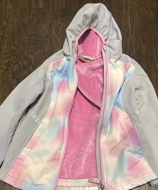 FREE COUNTRY Softshell Jacket Girls Size 7/8 Full Zip Water Resistant Rainbow