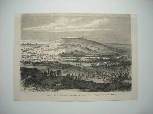 Gravure 1864.  Guerre Du Danemark. Les Prussiens, Apres Avoir Attaque Mysund