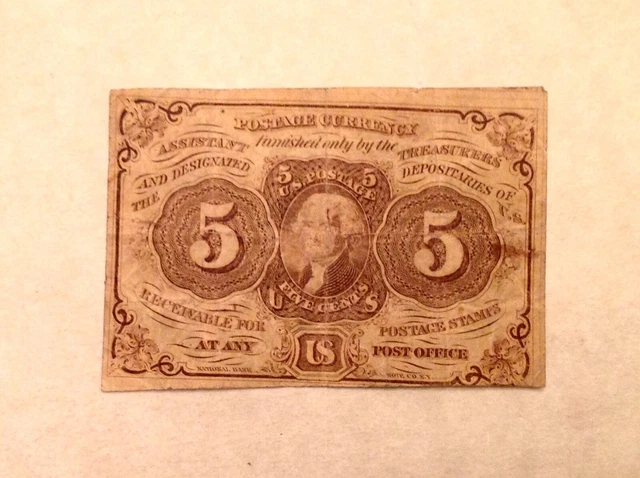~ Fr 1230 5 Cents First Issue Fractional Currency Note - With Abc Monogram