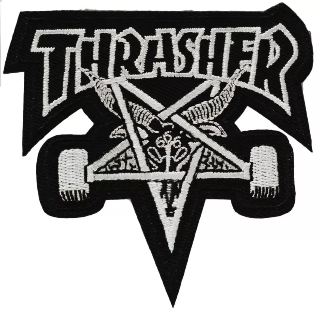 Thrasher Logo Iron On Patch Sew Badge Embroidered Skateboard Skate Surf Street