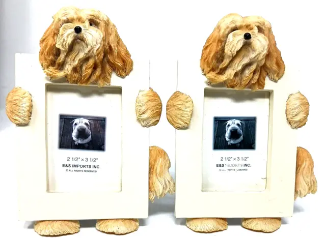 2 Lhasa Apso Dog 3D Picture Frame Fits 2.5"x3.5" Picture Resin Easel Lot x2 #D6
