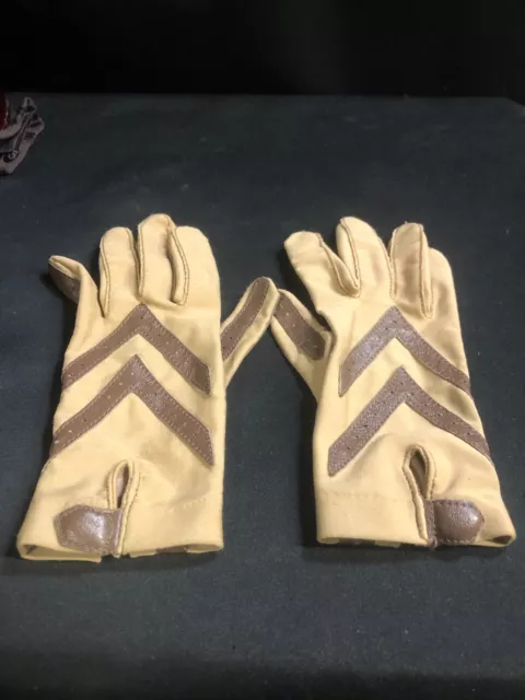 Vintage Isotoner One Size By Aris Tan/Brown Driving Gloves-Nylon/Spandex/Leather