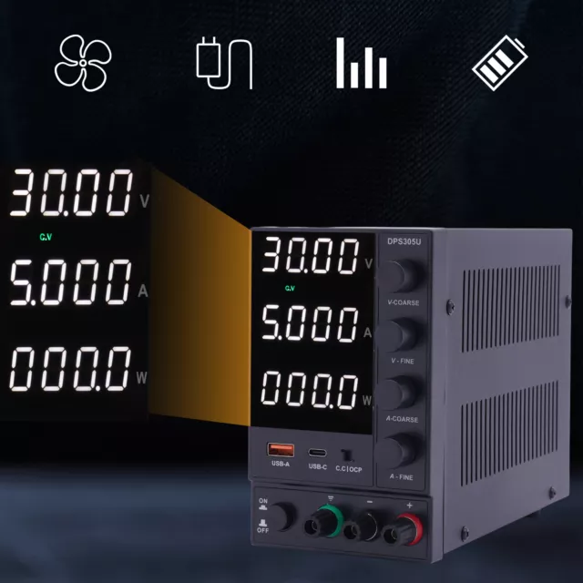 Alimentatore DC da laboratorio regolabile 0-30 V 0-5 A LED alimentatore regolabile USB DHL!