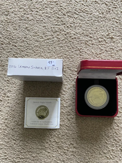 2016 British Virgin Islands 5 Dollars Wildlife Lemon Shark Titanium w/Box COA