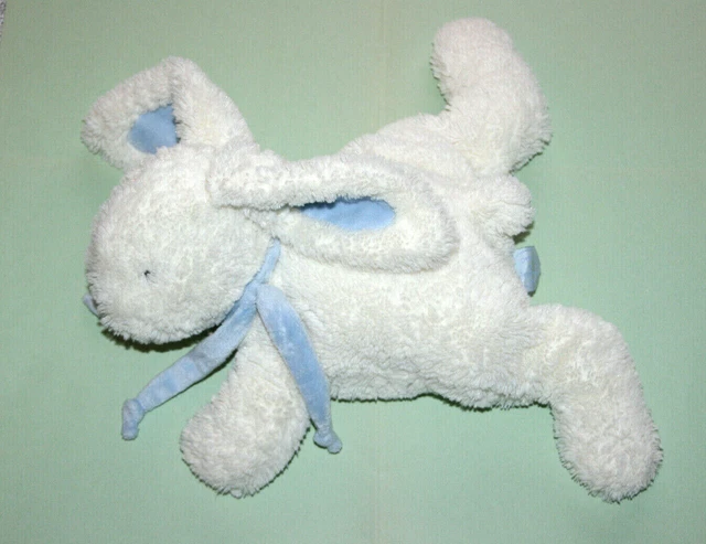 Doudou Et Compagnie Doudou Lapin Bonbon Grand Modele Blanc Echarpe Bleu Tbe