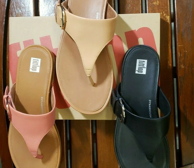 FitFlop Graccie slip on Leather Toe Post Sandal adjustable NEW women's Shoes $90