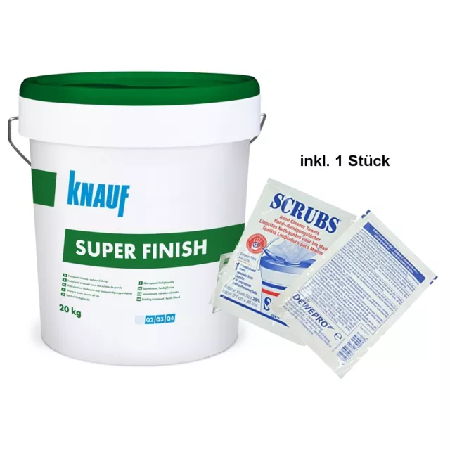 Aktion: Knauf Super Finish 20kg + 1x DEWEPRO Single Scrubs Fertigspachtelmasse