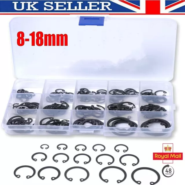 100PCS 304 Stainless Steel External Circlip Retaining Ring Assortment 8-18mm Set