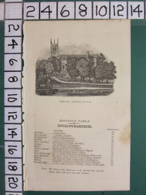 C1790 Antique Imprimé ~ NEWPORT Pagnell Église Distance Table De Buckinghamshire