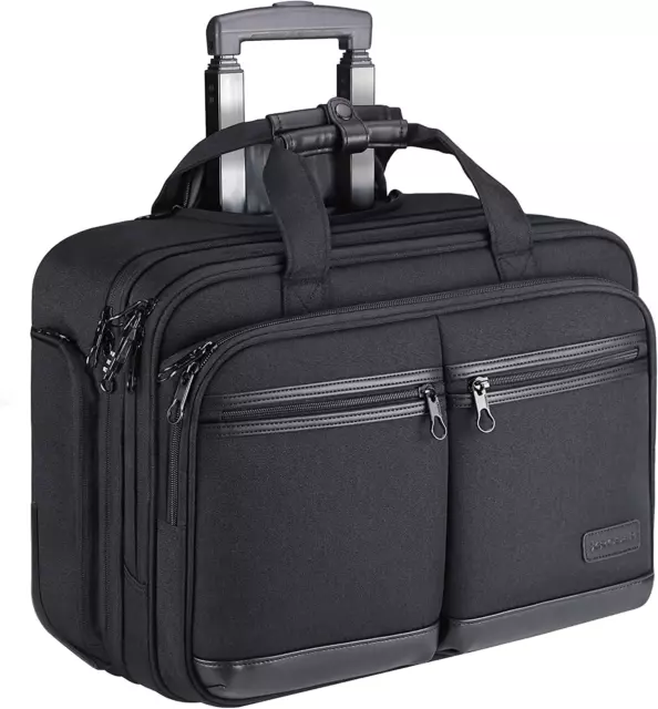 Rolling Laptop Bag Premium Rolling Briefcase up to 17.3 Inch Laptop Water-Repell