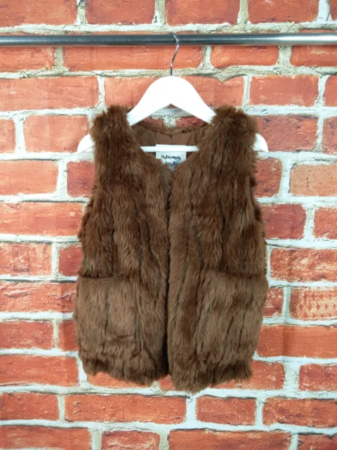 Girls Coat Age 6-7 Years Zara Brown Faux Fur Winter Gilet Vest Jacket Warm 122Cm