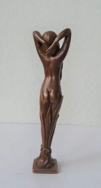 Art Nouveau Wien Nackte Nymphe in Wasserlilien Jugendstil Bronzefigur um 1900 3