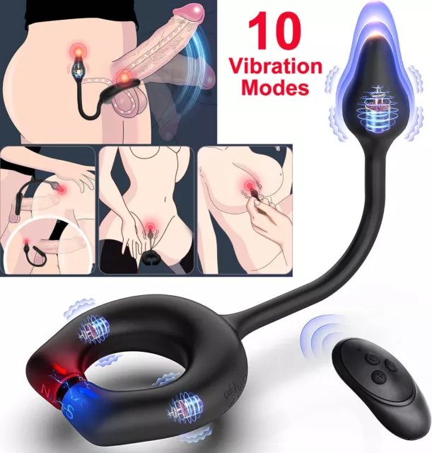 Cock-Penis-Ring-Anal-Vibrator-Butt-Sex-Plug-Dildo-Prostate-Massager-Toys-for-Men