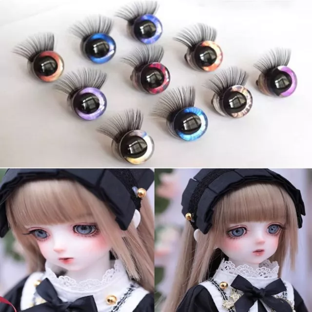 10 Colors Glitter Crystal Eyes 18mm Eyes with Eyelash  Doll Accessories