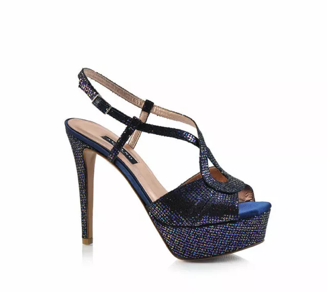 SCARPE DECOLTE SANDALI Tacco Donna Albano 8547 Blu Pelle Pe Nuovo