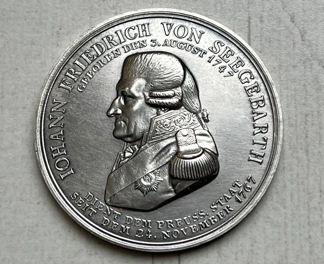 BRANDENBURG PREUSSEN SILBER Medaille Johann Friedrich v. Seegebarth von