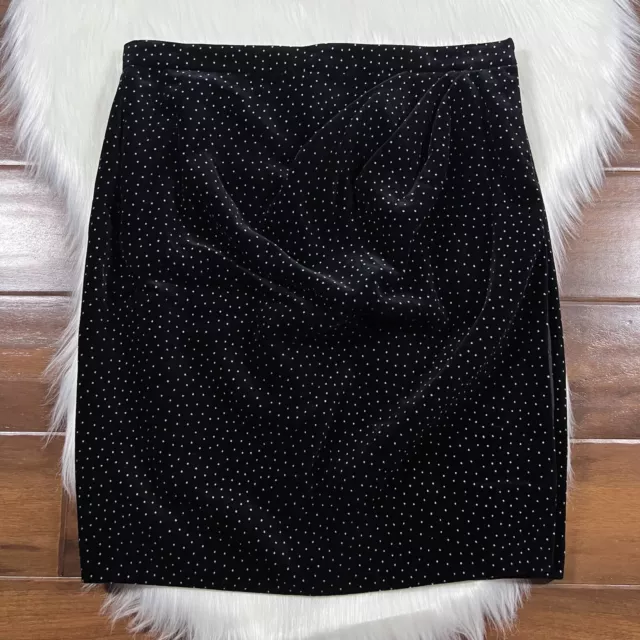 Theory Size 4 Black White Polka Dot Velvet Pleated Wrap Skirt