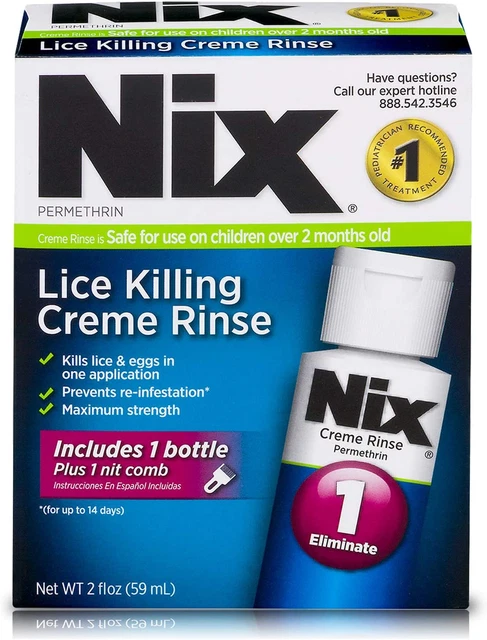 Nix Lice Killing Creme Rinse, 2 oz and Nit Comb to Remove Lice & Eggs from Hair