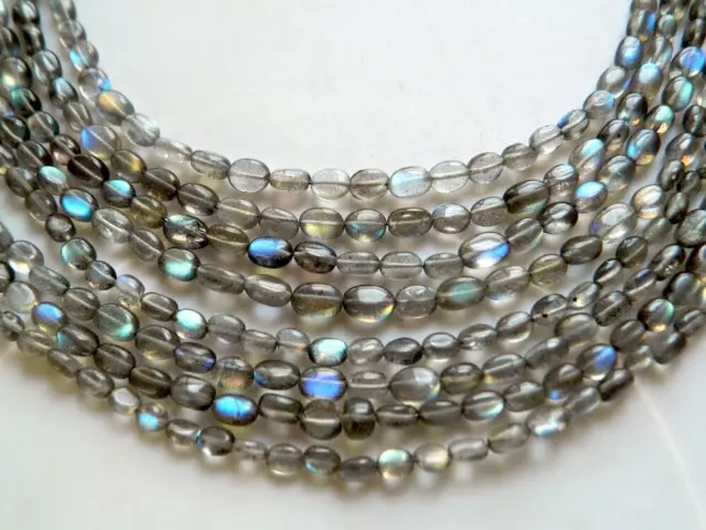 5-7mm Labradorite Uni Ovale Perles, Bleu Feu Pierres Précieuses, Flashy Perles