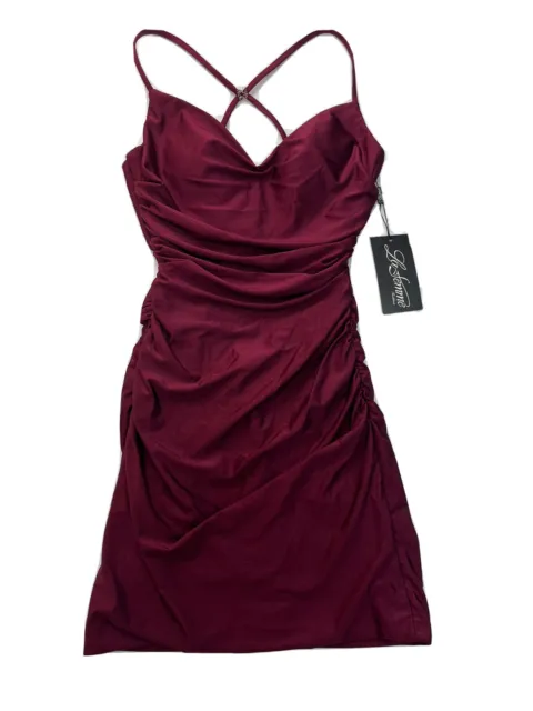 La Femme Sleeveless Bodycon Mini-Dress Women's Size 2 Dark Berry NWT