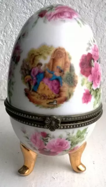 Limoges egg Porcelain Trinket Box Hand painted Good condition