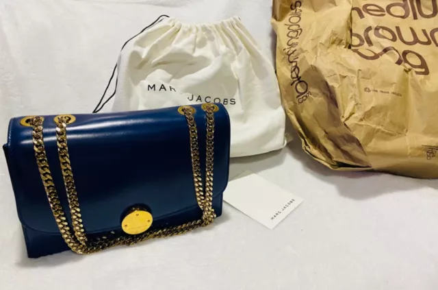 MARC JACOBS  Trouble II Navy Blue Shoulder Bag $1600 Retail tag